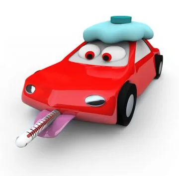 Illustration of a red car needing service